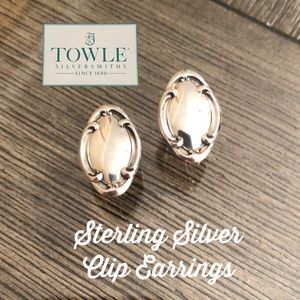 Vintage TOWLE Sterling Silver Oval Screw Back Clip Earrings